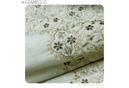 Indian Pistachio Green Embroidery Fabric by the yard Wedding Dress Costumes Sewing DIY Crafting Home Decor Embroidered Fabric